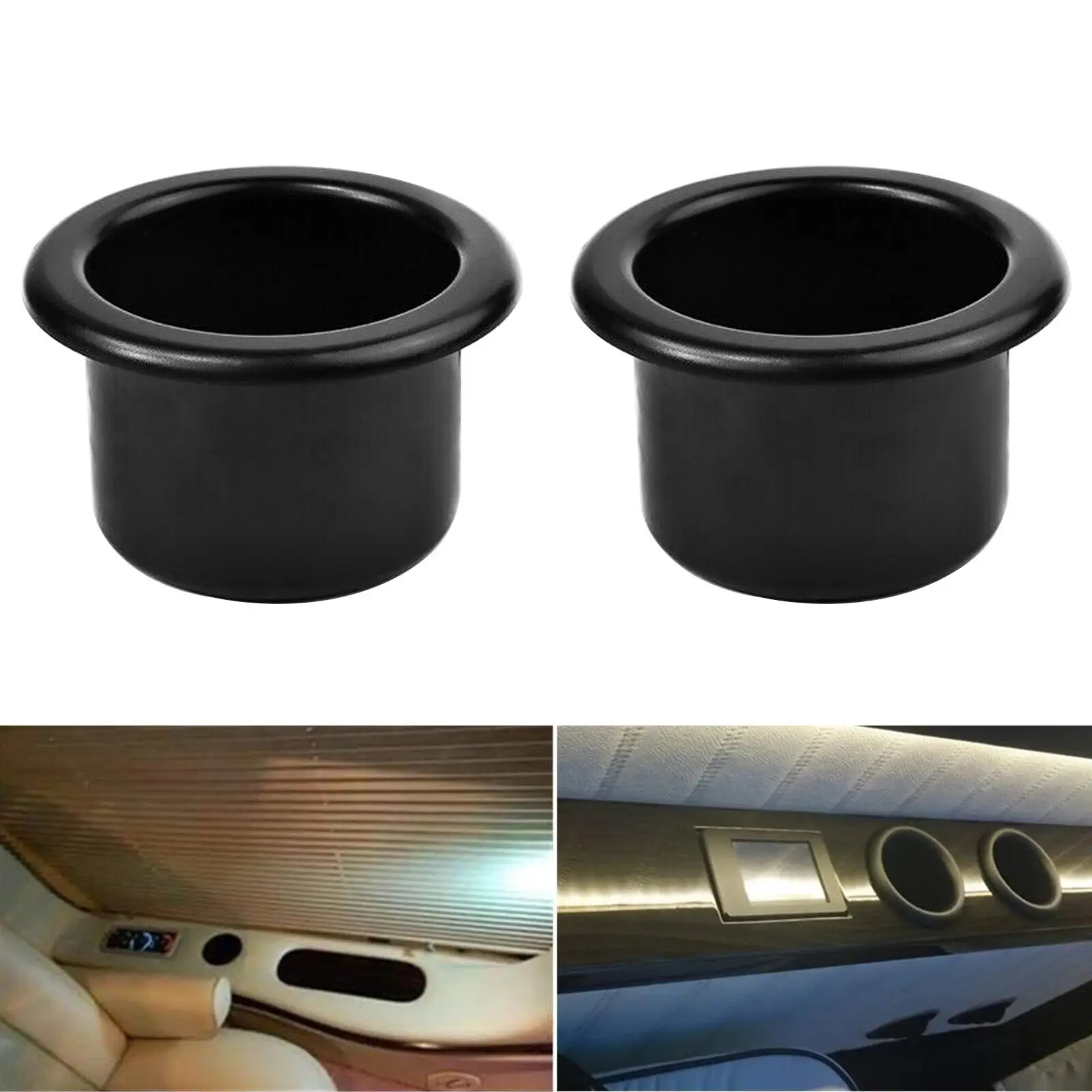 

2PCS Black Plastic Car Cup Water Drink Holder Recessed For RV Car Marine Boat Trailer Cup Holder Interior Automotive Accessories
