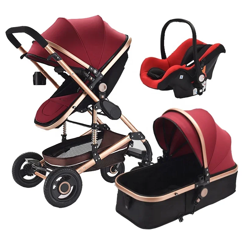 3-in-1 portable stroller, foldable, lightweight and durable, variable crib and bassinet, seat, for children aged 0-3 years