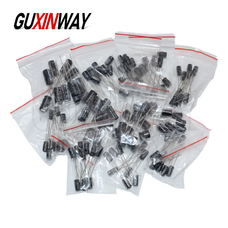 Condensatore elettrolitico da 120 pezzi 16V 25V 50V Kit condensatore elettrolitico in alluminio 12 valori 1uF-470uF DIP Condensatori elettroliti