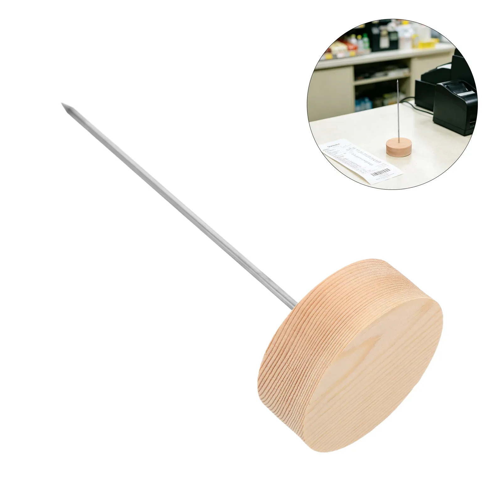 Solid Wood Desk Receipt Spike Ticket Holder Bill Fork Check Spindle Organizer for Restaurant Order Order Holder