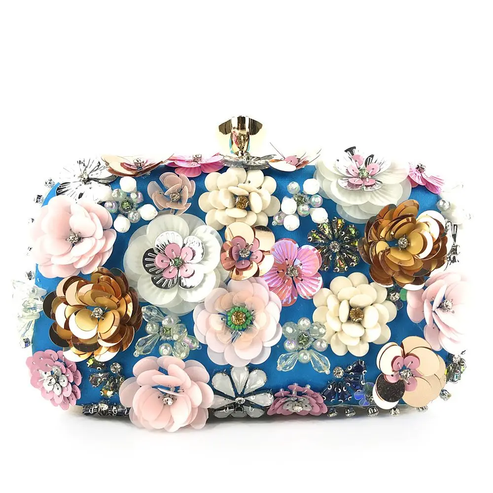 Imagem -04 - Bolsa de Embreagem Floral Frisado Flor Jantar à Noite Bolsa de Metal Bolsa Crossbody Bolsa de Casamento Prom Purse Dropship