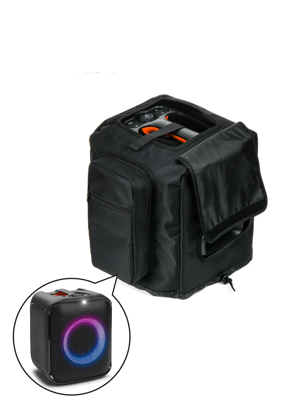 

Outdoor Speaker Storage Case for JBL Partybox Encore Essential Body Protective Case Microphone Side Storage Pouch Black