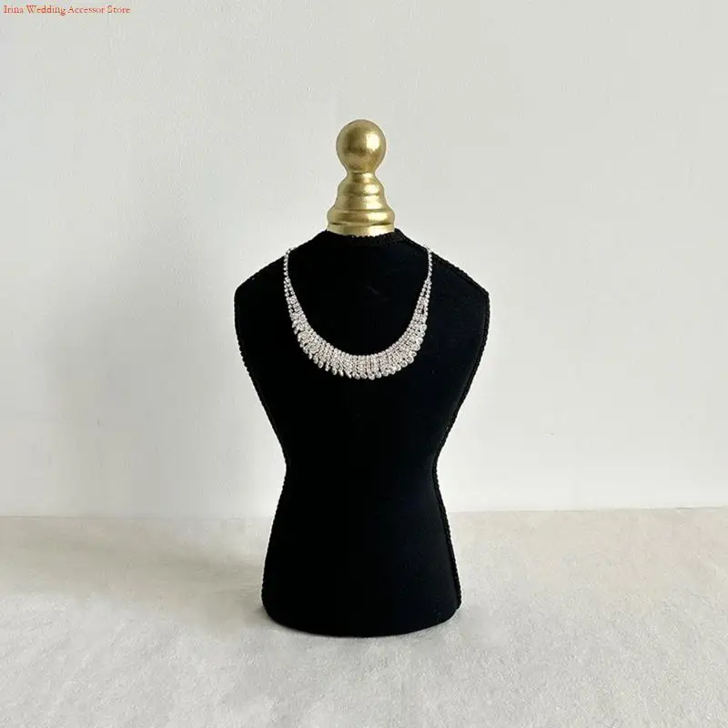 

G92D Large Velvets Jewelry Display Stand for Necklaces Elegant with Alloy Base Jewelry Store Exhibition Essential