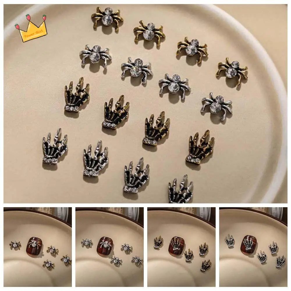 

5Pcs/set Nail Supplies Halloween Spider Nail Decorations Manicure Material DIY Nail Ornaments Halloween Metal Nail Accessories