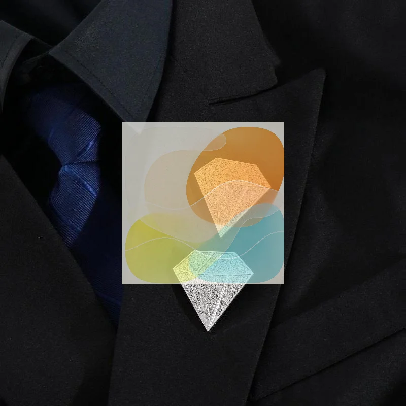 Durable Rhinestone Diamond Lapel Pin Gold Silver Plated Tone Crystal Brooch for Business Attire Cocktail Party Wear