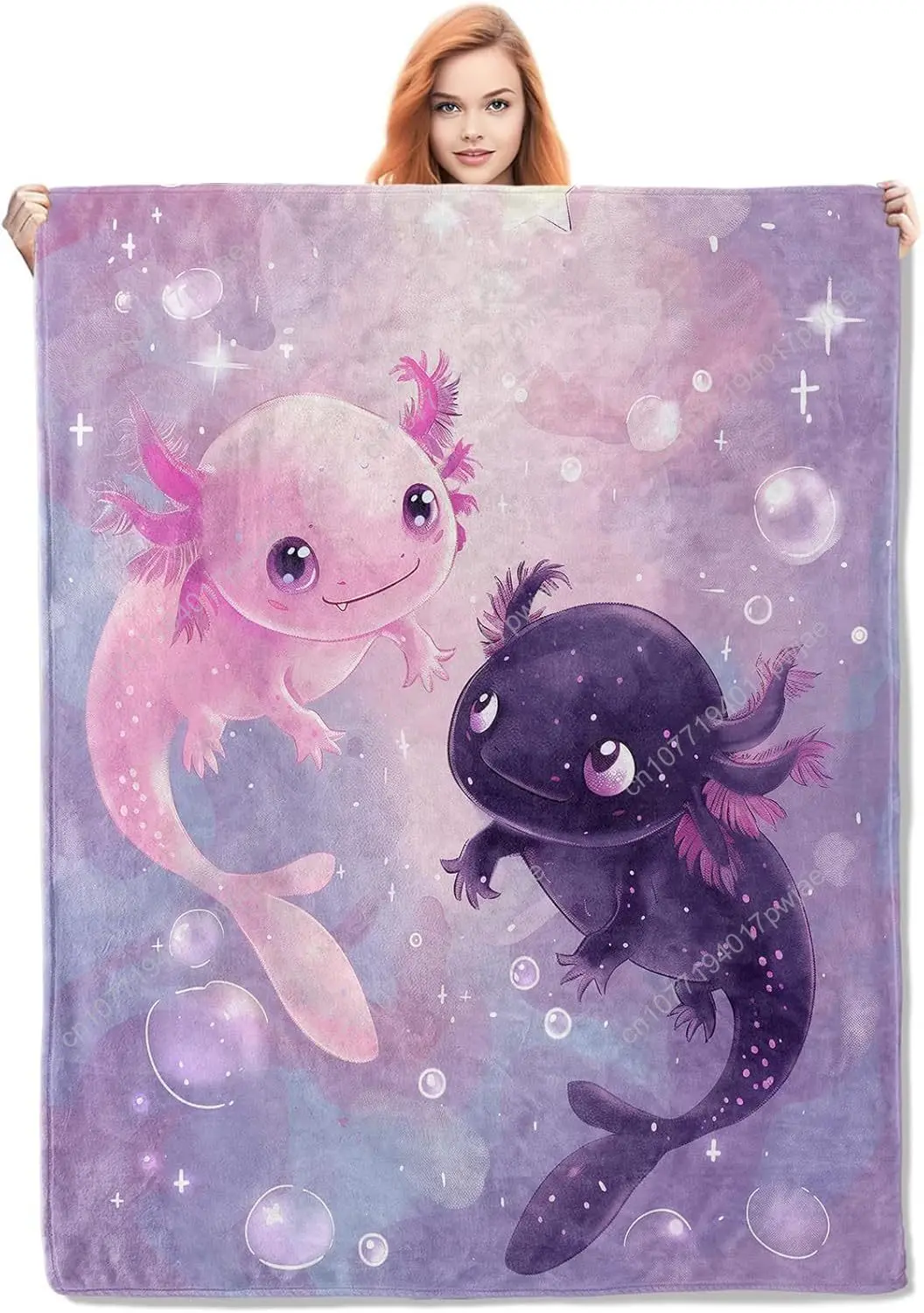 Axolotl Blanket Cute Axolotls Flannel Throw BlanketsSoft Warm Lightweight Cozy Plush Animal Dark Purple Throws Custom blankets