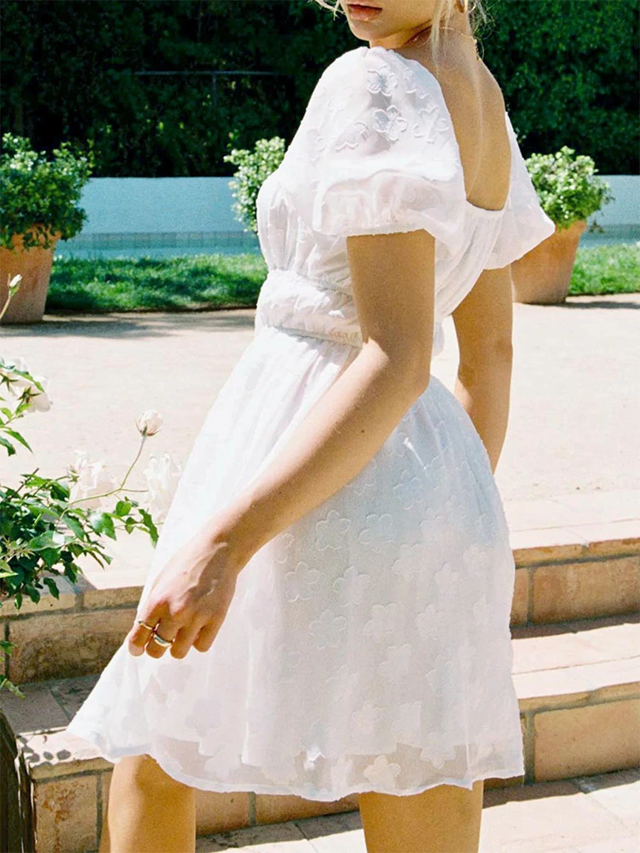 Robe Trapèze en Dentelle Élégante avec Appliques Florales Brodées et Ourlet à Volants, pour Soirée de Mariage et Bal