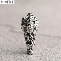 Handmade 925 Silver Buddha Statue Three-way Bead Tibetan Mala's Guru Buddhist Prayer Beads Guru Beads