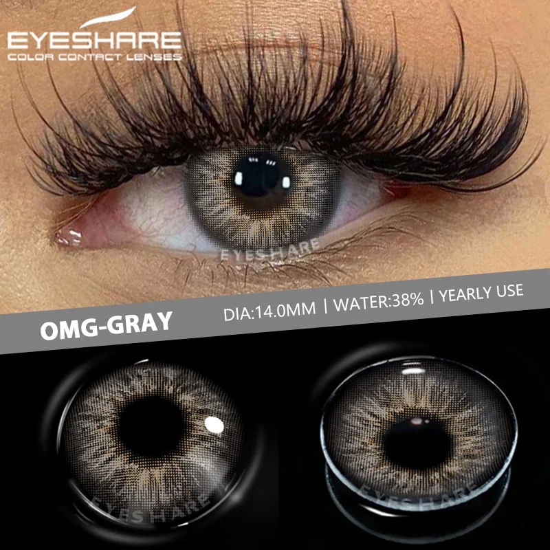 EYESHARE 1pair Color Contact Lenses for Eyes Blue Eye Color Lenses Natural Gray Pupils for Eyes Green Lenses Brown Eye Contacts