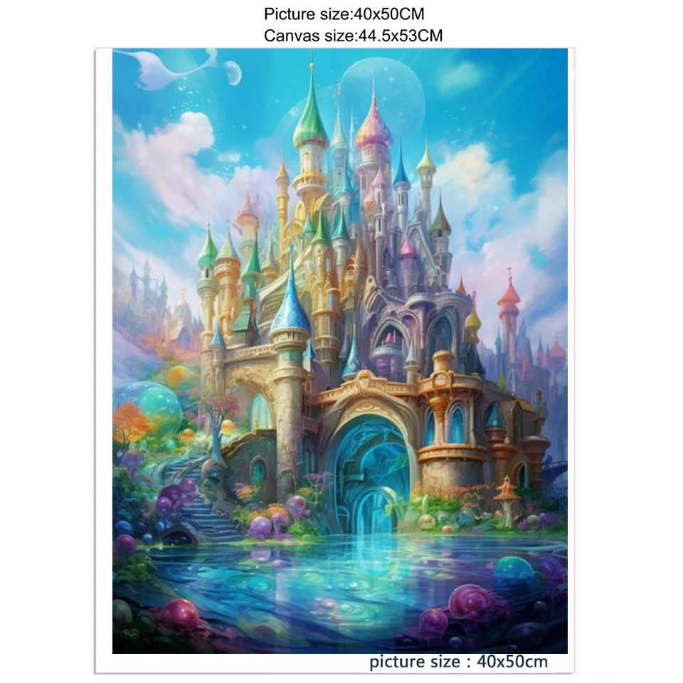 5D Diy Diamond Painting Fantasy Undersea Castle Landscape Fairy Tale House Diamond Cross Stitch Living Room Home Decor Y1162