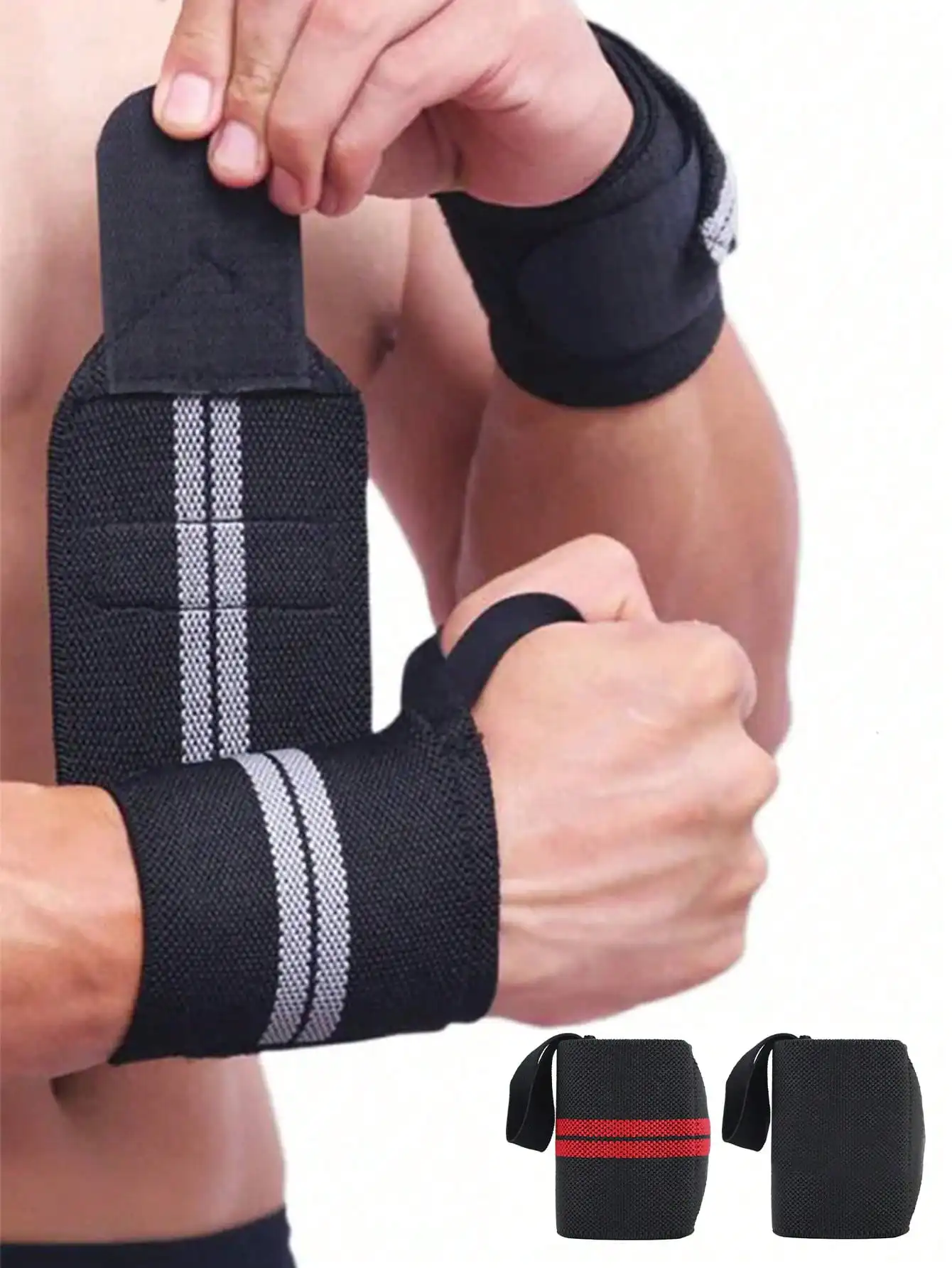 

2 Pcs Elastic Wrist Wraps, Wrist Support Brace, Wrist Wraps Guard Wrist Band For Gym Weightlifting, Fitness Protection, Barbell Strap Gym Accessories