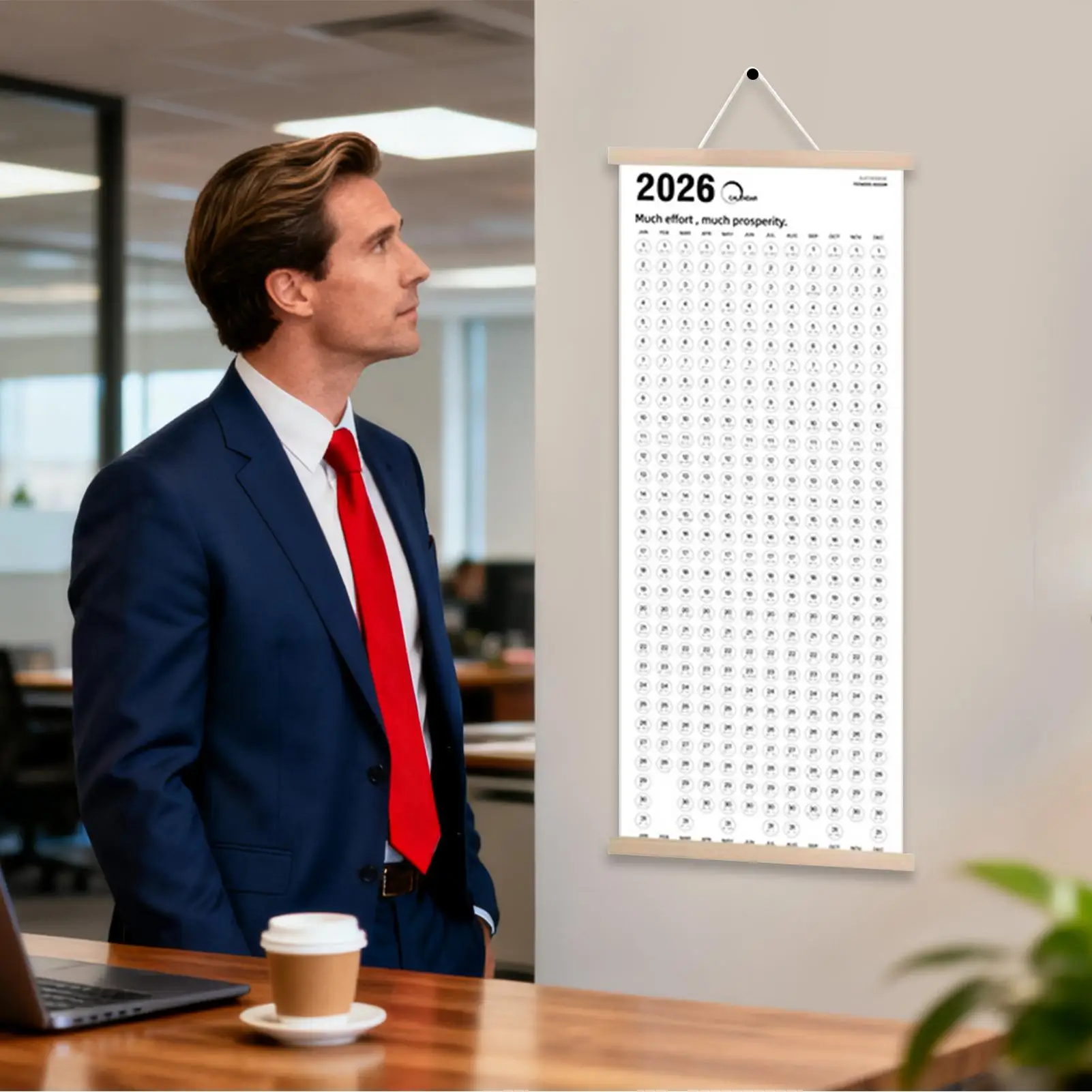 تقويم الحائط 2026-2027 شهري على الوجهين مع ملصقات تقويم حائط كبير 2026-2027 لجدول عيد الميلاد والعام الجديد #2