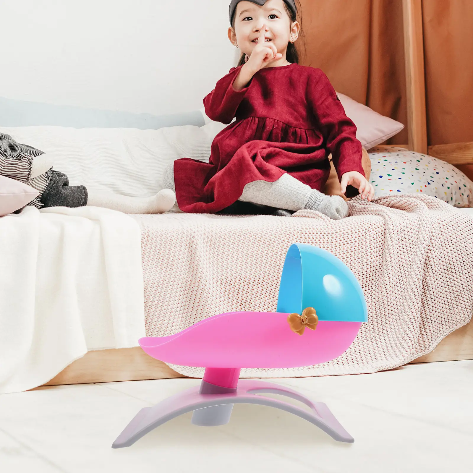 Role Play Crib Baby Bed Lightweight Compact Pretend Playing House Accessories Bed Crib Kids Toy