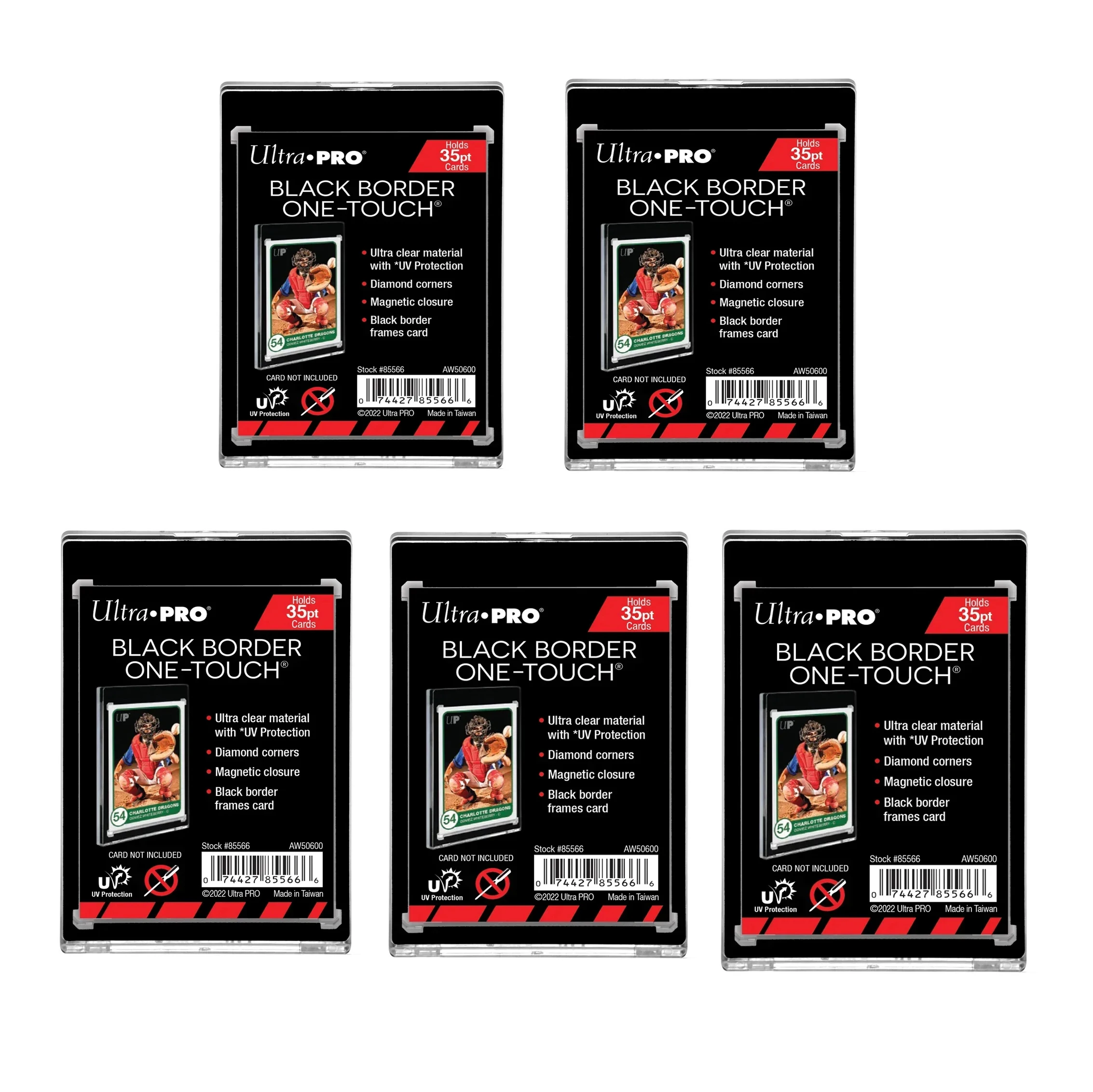 Ultra PRO ONE‑Touch magnetische kaarthouder 35pt met zwarte rand en UV-bescherming