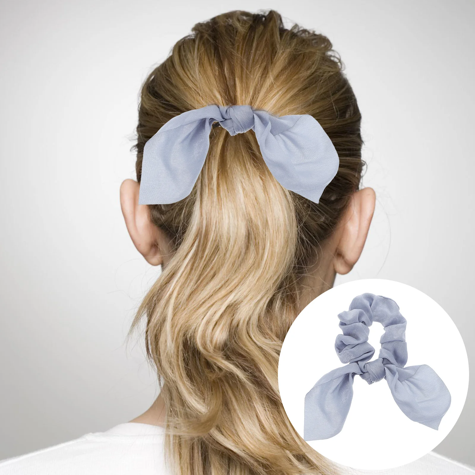 

10pcs Satin Accessories Women Bunny Ear Scrunchies Cute Ties Good Elasticity Fashion Style Glide Over Less Creased Frizzy