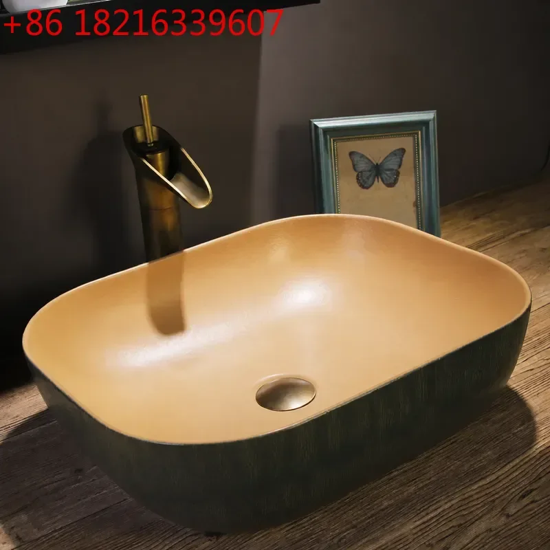 YAO Retro Ceramic Washbasin Small Size Art Basin for Household Balcony Hotel Bathroom