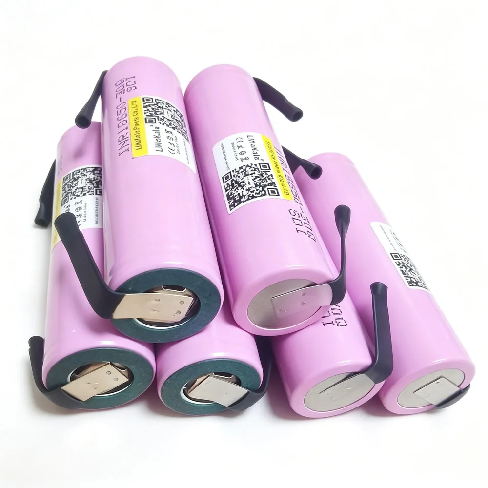 Original LiitoKala 3.7V 3000mAh INR18650‑30Q DIY Nickel Tabs Li-ion Battery 18650 Rechargeable Battery For Power Tool