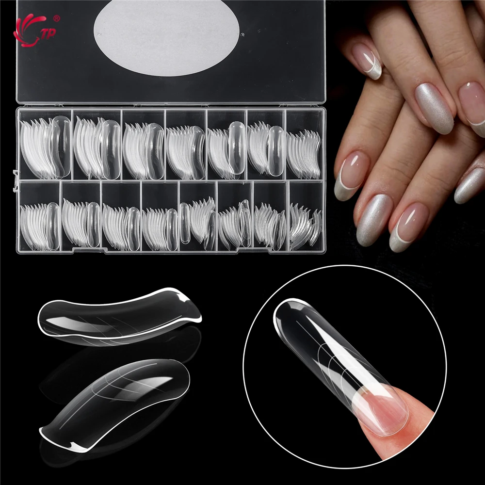 TP 150Pcs Long Curved Coffin Nail Forms Clear Nail Mold for Poly Nail Gel Acrylic Extension Full Cover Dual Forms for Beginners image 6