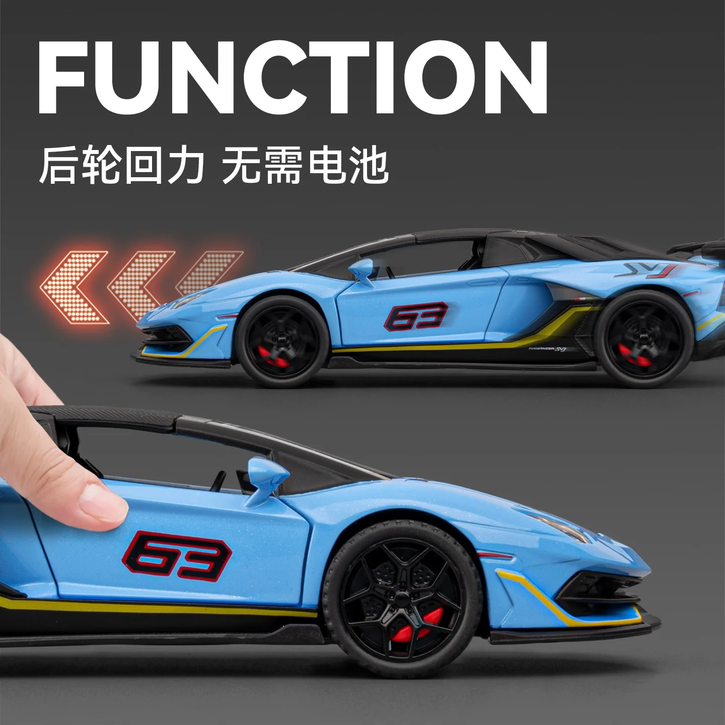 1:32 Lamborghini SVJ63 modèle de voiture en alliage moulé sous pression Simulation son et lumière jouet exquis voiture garçons cadeau à collectionner