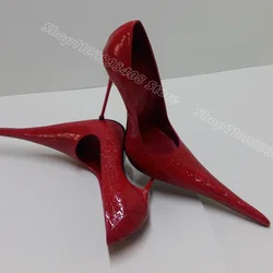 Red Snakeskin Pointed Toe Pumps Stiletto Heels Slip on British Style Wedding Casual Party Women Shoes 2024 Zapatos Para Mujere