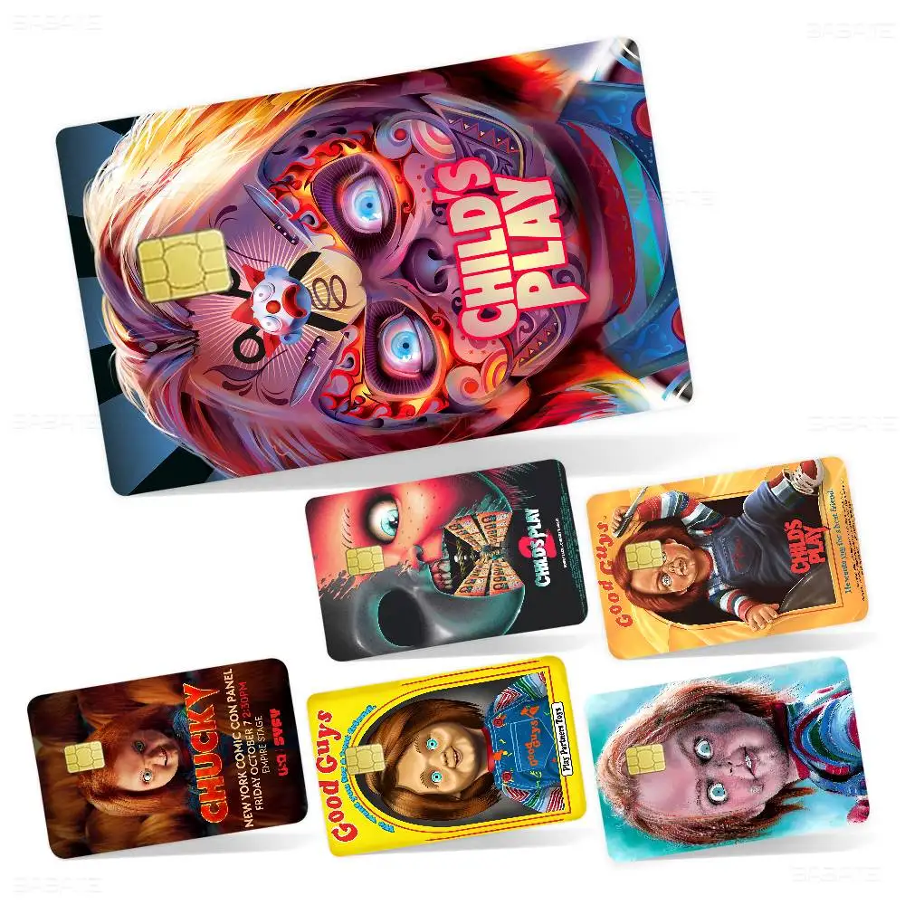Classic Chucky Horror Movie Cartoon Credit Card Skin Stickers for Bank Card Bus Metro Card Sticker Waterproof Women Gift