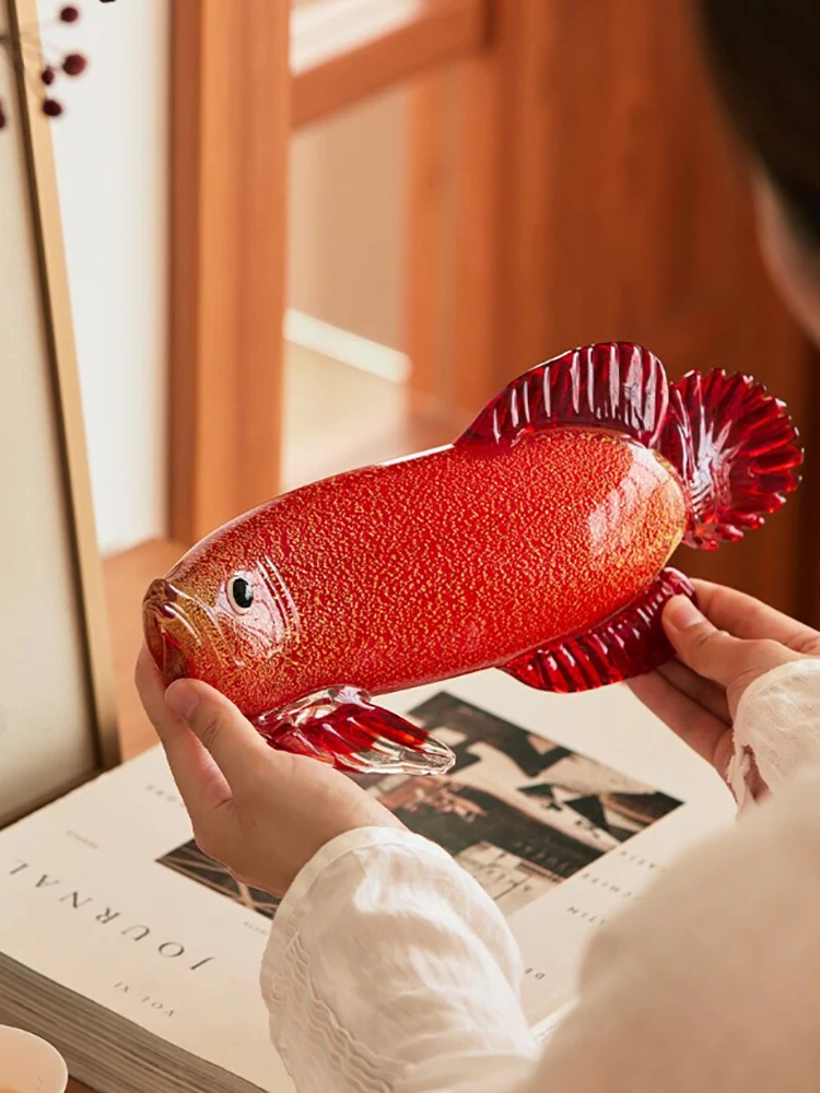 Modern Art Jinlongyu Glass Statuette Decoration Living Room Home Accessories Store Opening Gift Display Platform Ornament