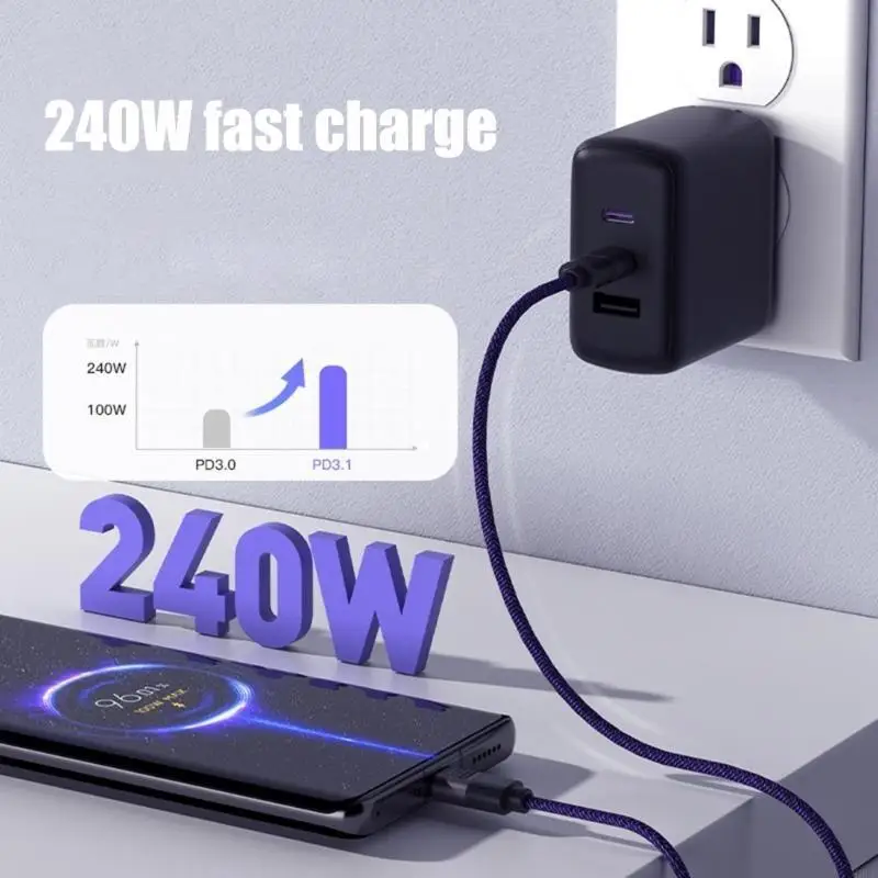 240 -W -Ladekabel mit Doppel -Typ -C