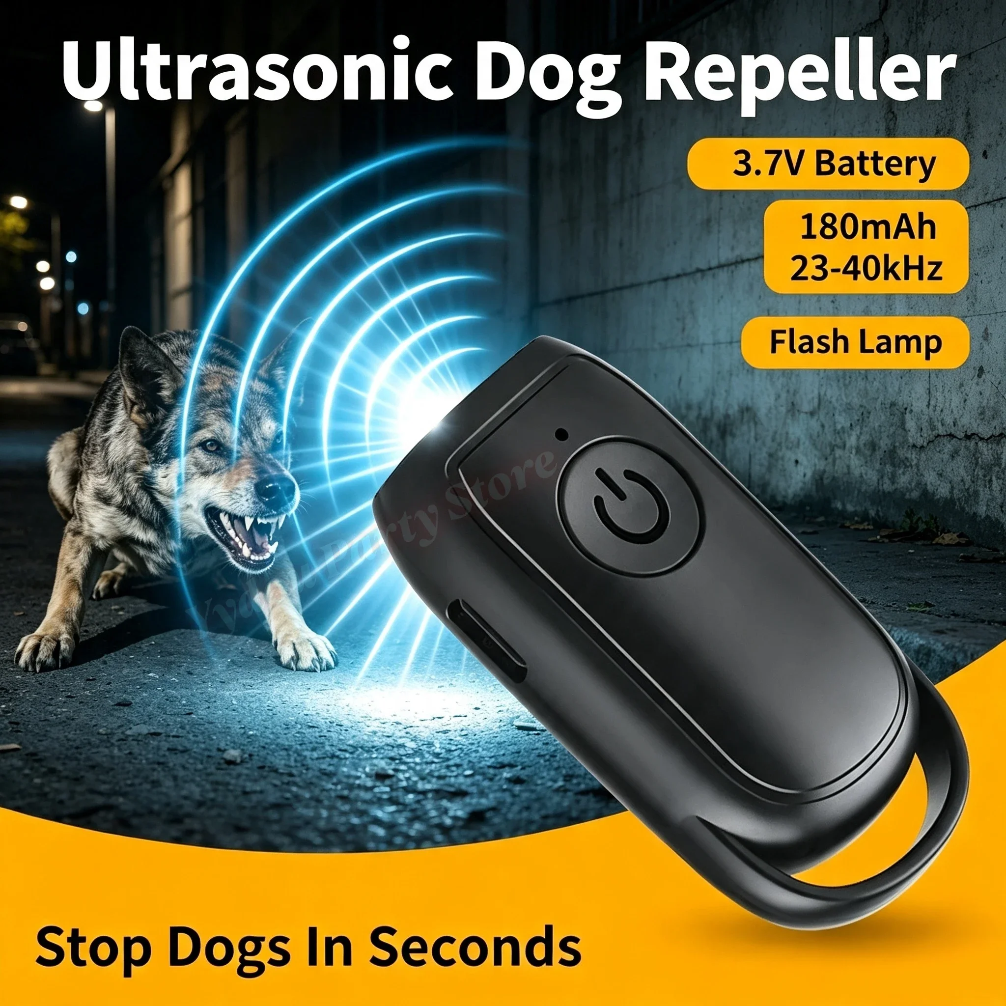 Portable Ultrasonic Dog Repeller 180mAh Rechargeable 23 40KHZ Long‑Range Outdoor Deterrent Tool with Flash Light Outdoor Safety
