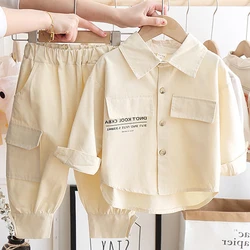 Spring Toddler Boy Outfits Korean Kids Clothes Fashion Letter Long Sleeve Baby Tops+Pants Children Boutique Clothing Sets BC879