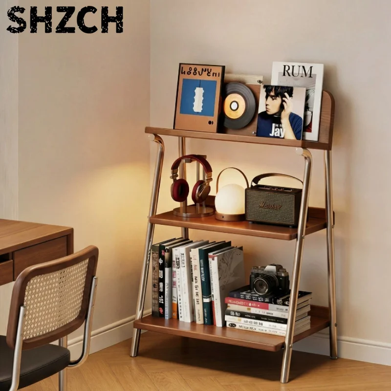 Solid Wood Vinyl Record Player Stand Living Room CD Holder Retro Floor Display Shelf Multifunctional Magazine Storage Cabinet