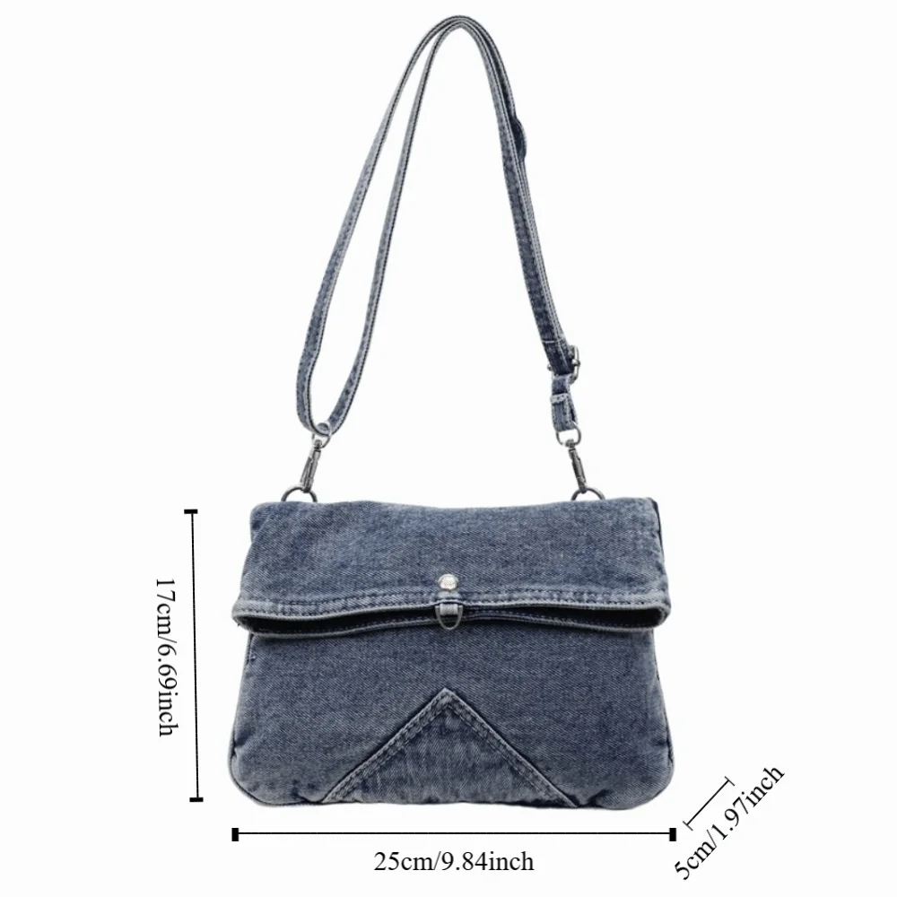 Y2K Washed Denim Canvas Bag Street Style Large Capacity Vintage Handbag Shopping Bag Messenger Bag Solid Crossbody Bag Boy
