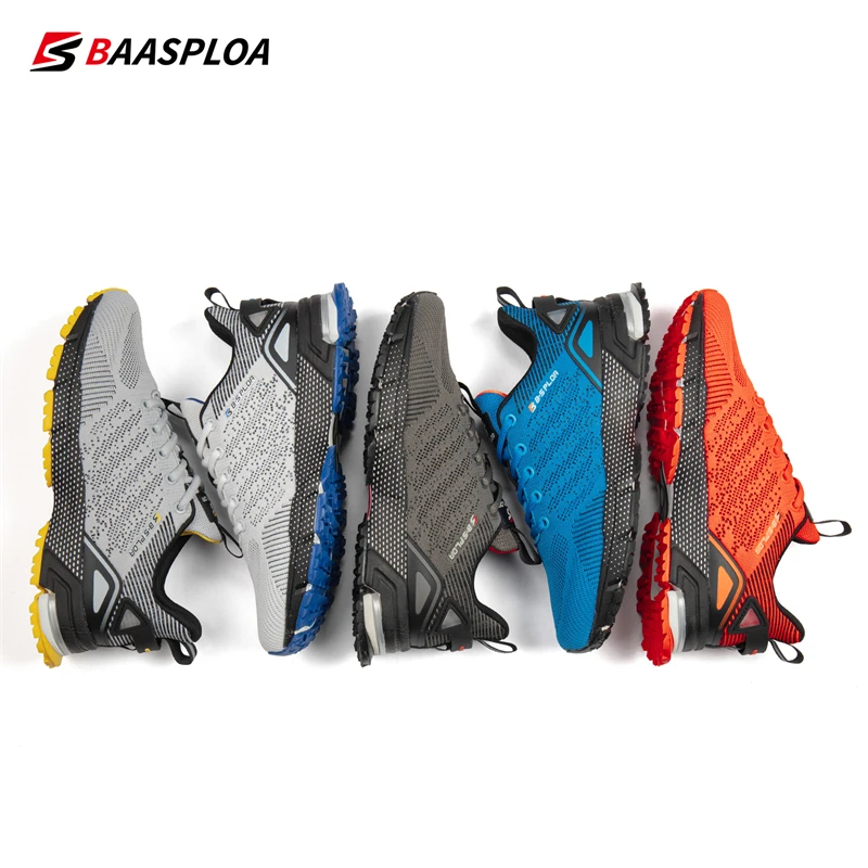 Baasploa Men Running Shoes New Mesh Breathable Sport Shoes for Men Comfort Lightweight Professional Sneakers Non-Slip Lace-Up