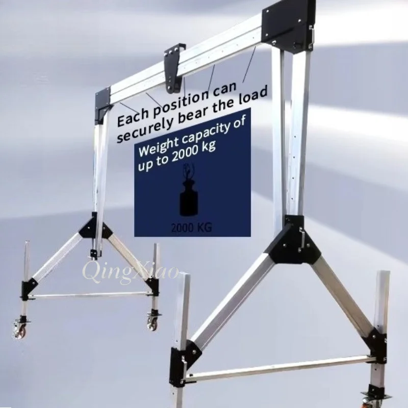 Industrial Aluminum Gantry Crane With Dual 1Ton 2Ton Bearing Range Compact Movable Structure Raw Material Hoisting Arrangement