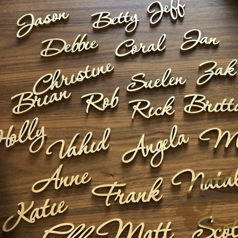 Personalized Name Plaque Wooden Wall Art Name Plates Customizable Banquet Name Signboard Wedding Guest Seat Prop Letter Signs