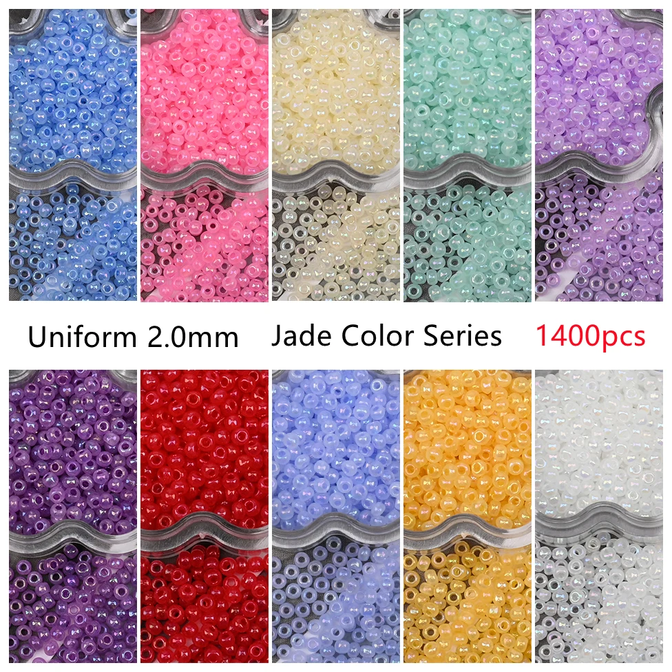 2mm 유니폼 반투명 유리 씨앗 비즈 체코 작은 공예 씨앗 비즈 보석 만들기 팔찌 목걸이 DIY 공예 액세서리