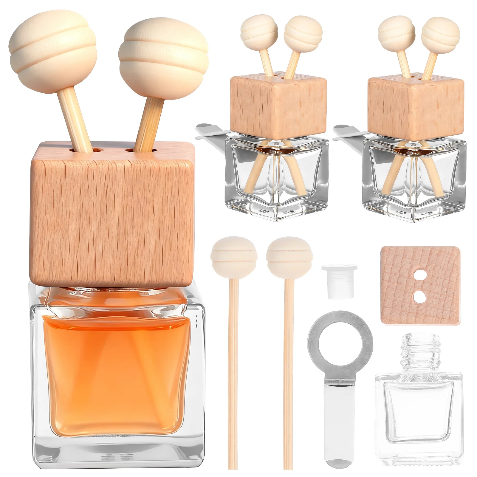 4 قطع من زجاجات العطور الزجاجية للسيارة، حاويات ناشرة للزيوت العطرية الشفافة مع ختم مانع للتسرب لاستخدام سيارة الروائح العلاجية