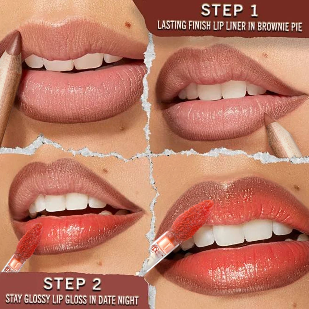 Set di matite labbra opache e lucidalabbra, 3 colori disponibili, abbinamento perfetto per idratare le labbra, adatto ai festival musicali quotidiani