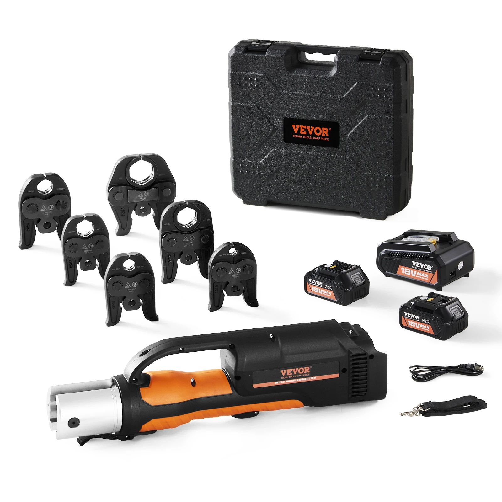 SucceBuy 18V Electric Pipe Press Tool For 1/2 to 2 inch Stainless Steel 6 Press Jaws 2PCS Battery Fast Charger Carrying Case Compatible with Propress