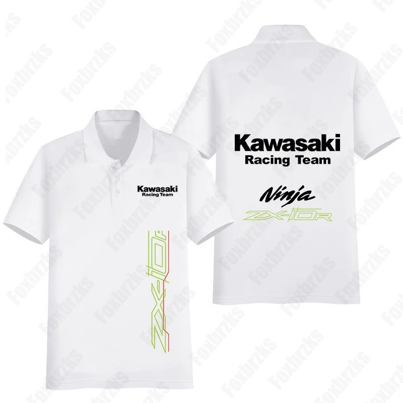 24/25 Polo Summer Boy Kawasaki Motorcycle Kawasaki Printed Men moto Lovers manica corta Kid/Adult Street Top