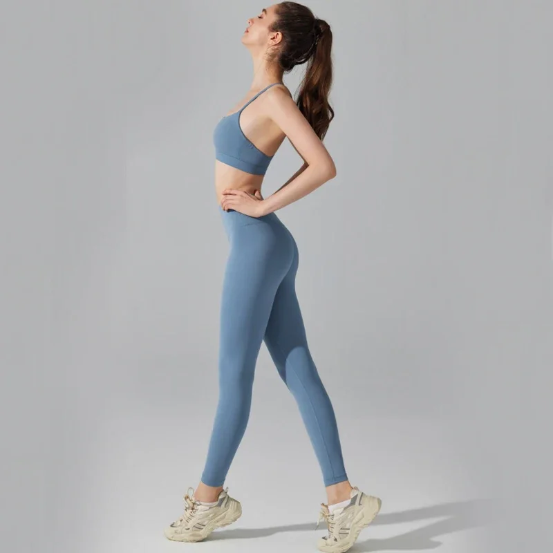 두 조각 피트니스 요가 세트 여성 솔리드 컬러 버터 소프트 체육관 정장 통기성 빠른 실행 의류 여성 운동 스포츠웨어