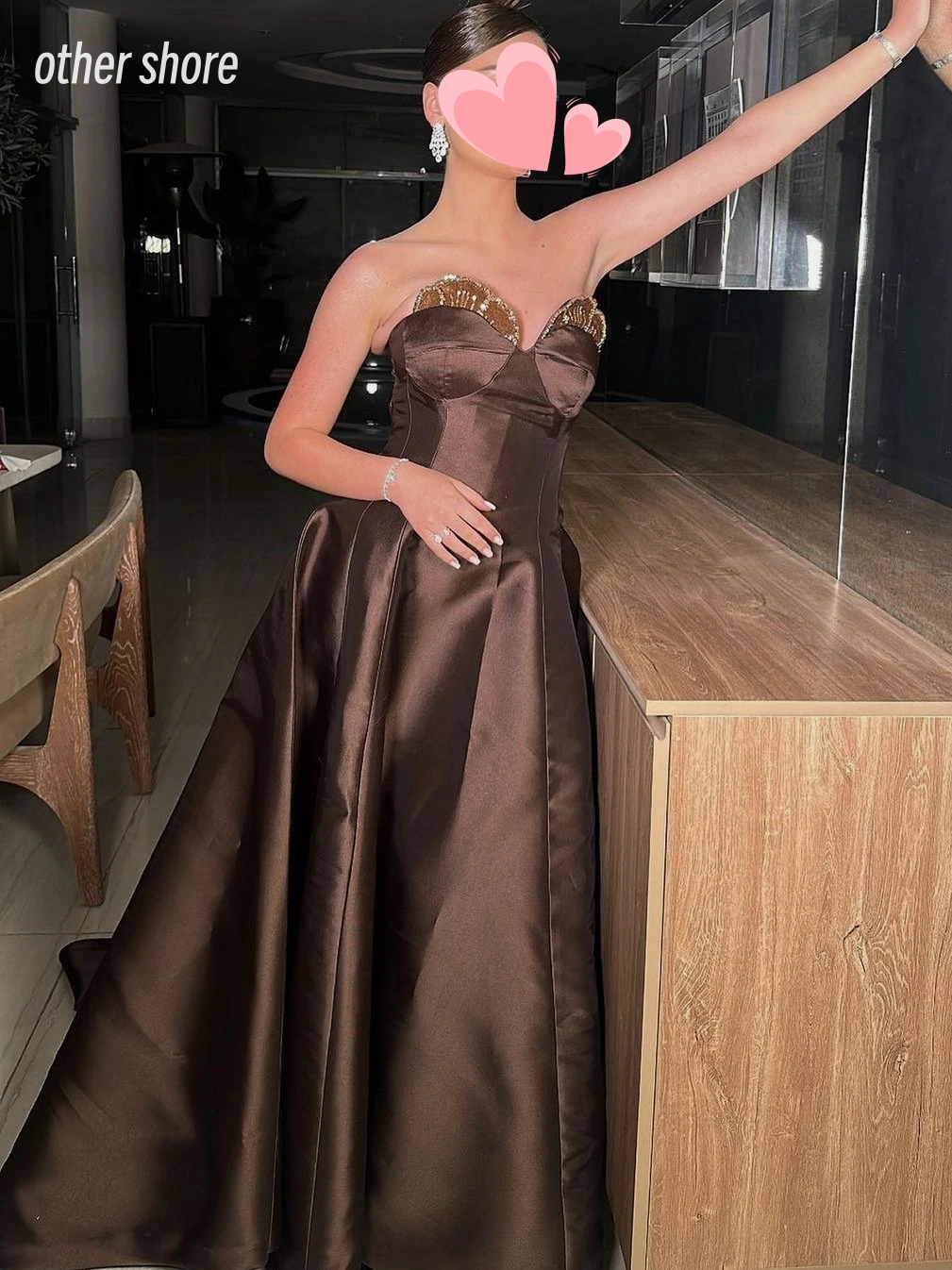 Other Shore Elegant Vintage Sweet Sexy Brown Sequins Beading A-Line Customize Formal Occasion Prom Dress Evening Party Gowns