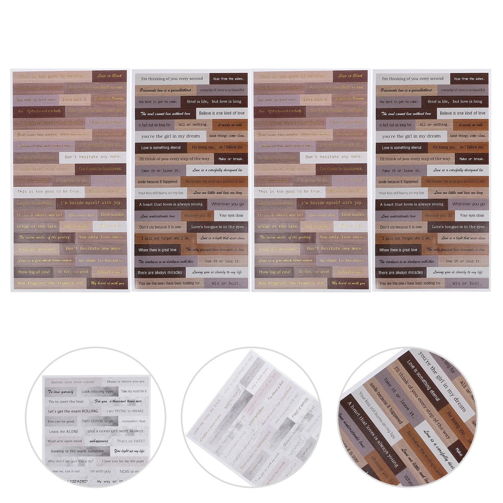 

320Pcs DIY Paper Stickers Decorative Sticker Material for Scrapbooking Journal Diary Album English Sentences Design Stationery