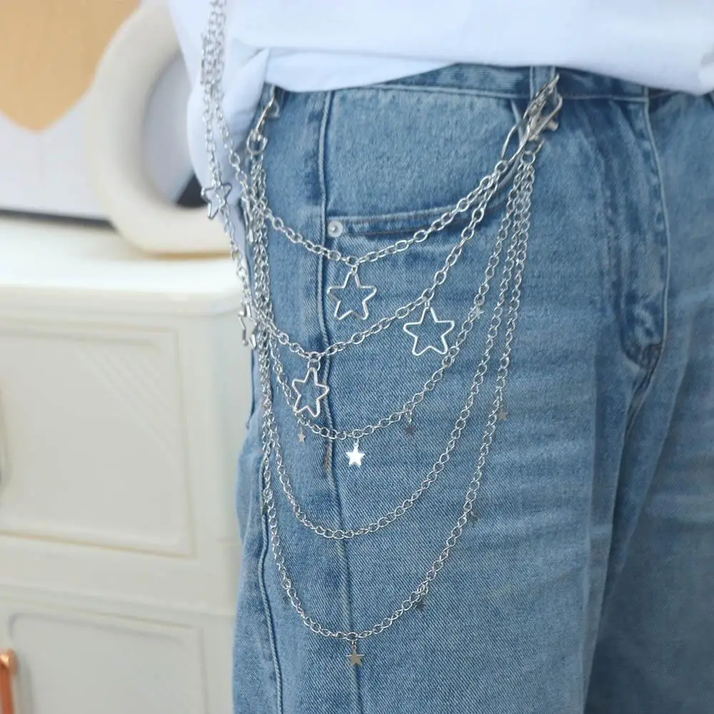 

Punk Tassel Love Heart Waist Chain Gothic Multi-layer Punk Belt Chain Key Chains Zinc Alloy Tassel Jeans Chain Steet