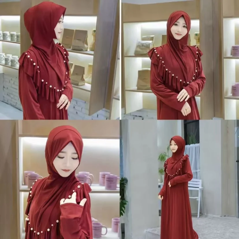 2026 Ramanda Moslem Muslim Lady Abaya Robe With Hijab