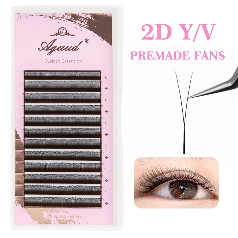 Aguud Single Tip 2D Y Eyelash Extension Natural Soft Wispy Eyelashes High Quality 3D 4D W  Individual False Eyelash Makeup Cilia