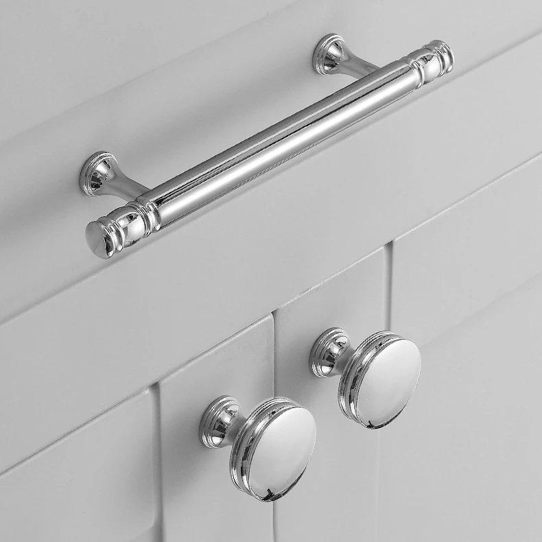 Solid Brass Wardrobe Handle Nordic Chrome-plated Gold Drawer Knob Cabinet Door Handle Kitchen Cabinet Long Handles
