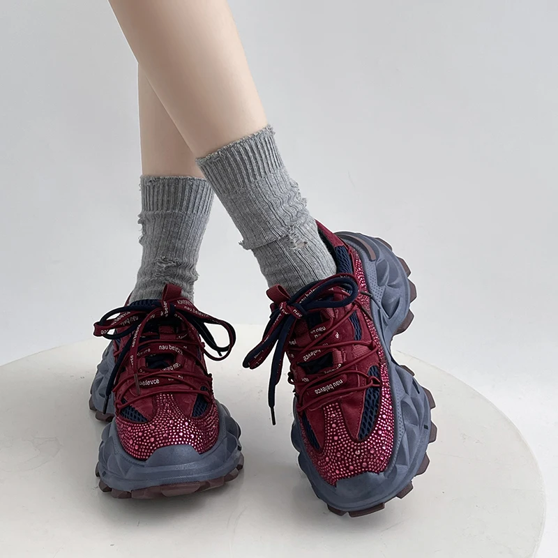 

Женские туфли на высоком каблуке с круглым носком, на шнуровке, с пайетками, стильные, универсальные, удобные, нескользящие, дышащие, для спорта и повседневной носки