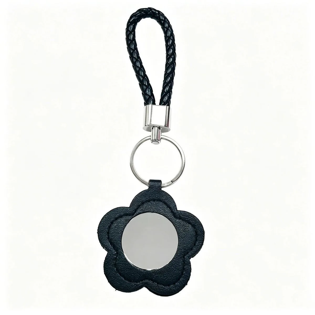 Floral Mini Makeup Mirror with Custom Logo Key Ring Pendant Keychain Charm Gift Portable Braided Ladies Bag Hanging Accessories
