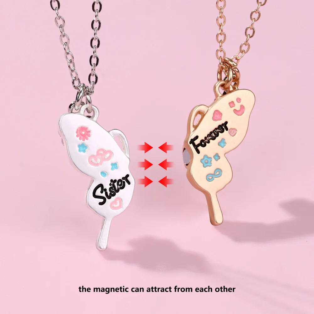 Winoneday 2Pcs/set Cute Animal Unicorn Pony Koala Butterfly Best Friend Necklace BFF Friendship Jewelry Gifts for Girls view 3