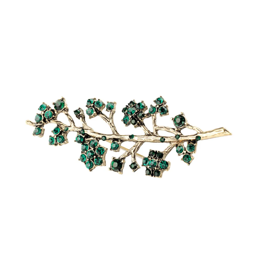 1Pcs Shiny Rhinestone Branch Brooch Premium Alloy Women's Breastpin Chic Compact Clothes Brooch Easy to Match Daily Outfits